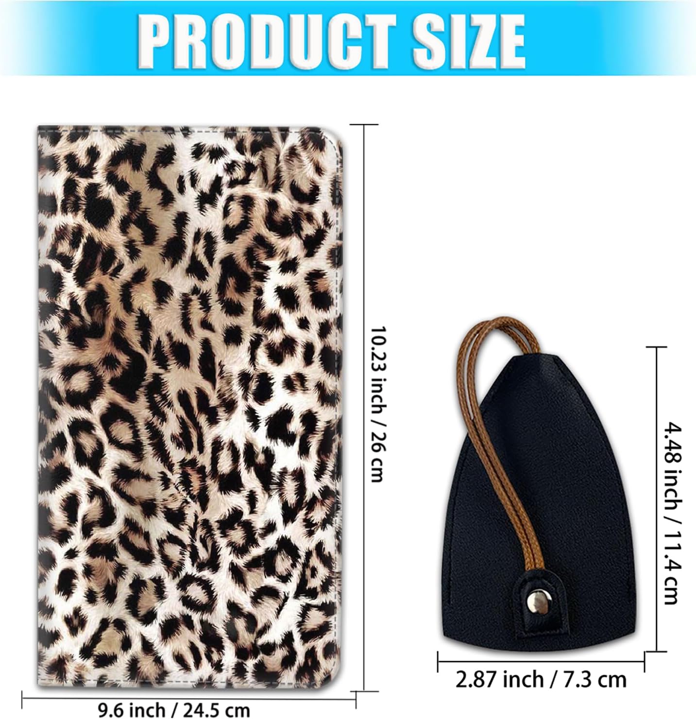 Car Document Holder with Magnetic Shut, PU Leather Car Registration & Insurance Card Holder for Driver License, Cards & Essential Documents, Vehicle Glove Box Organizer, Leopard Cheetah Print