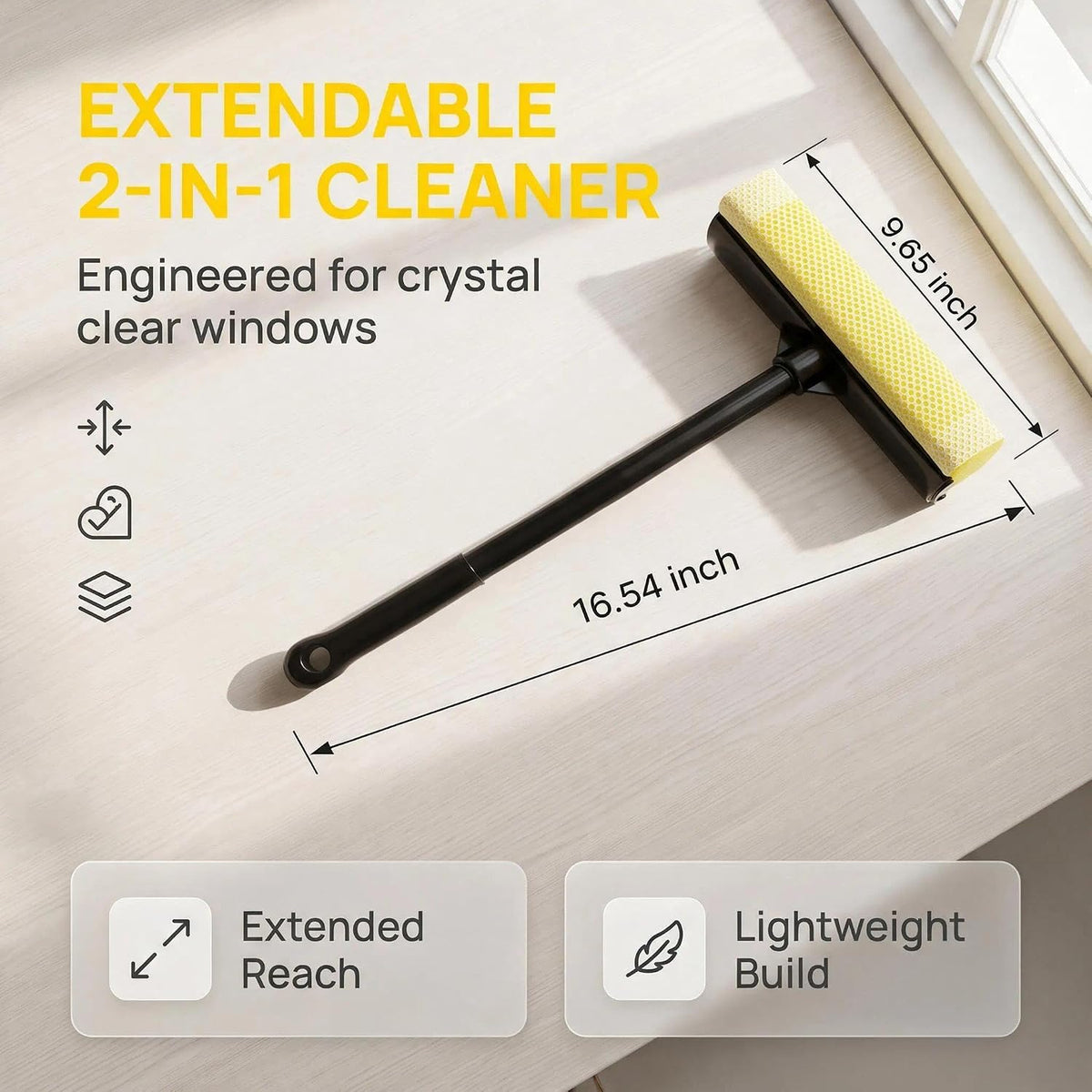 Car Squeegee 2 in 1, Sponge Scrubber & Wiper for Window & Glass