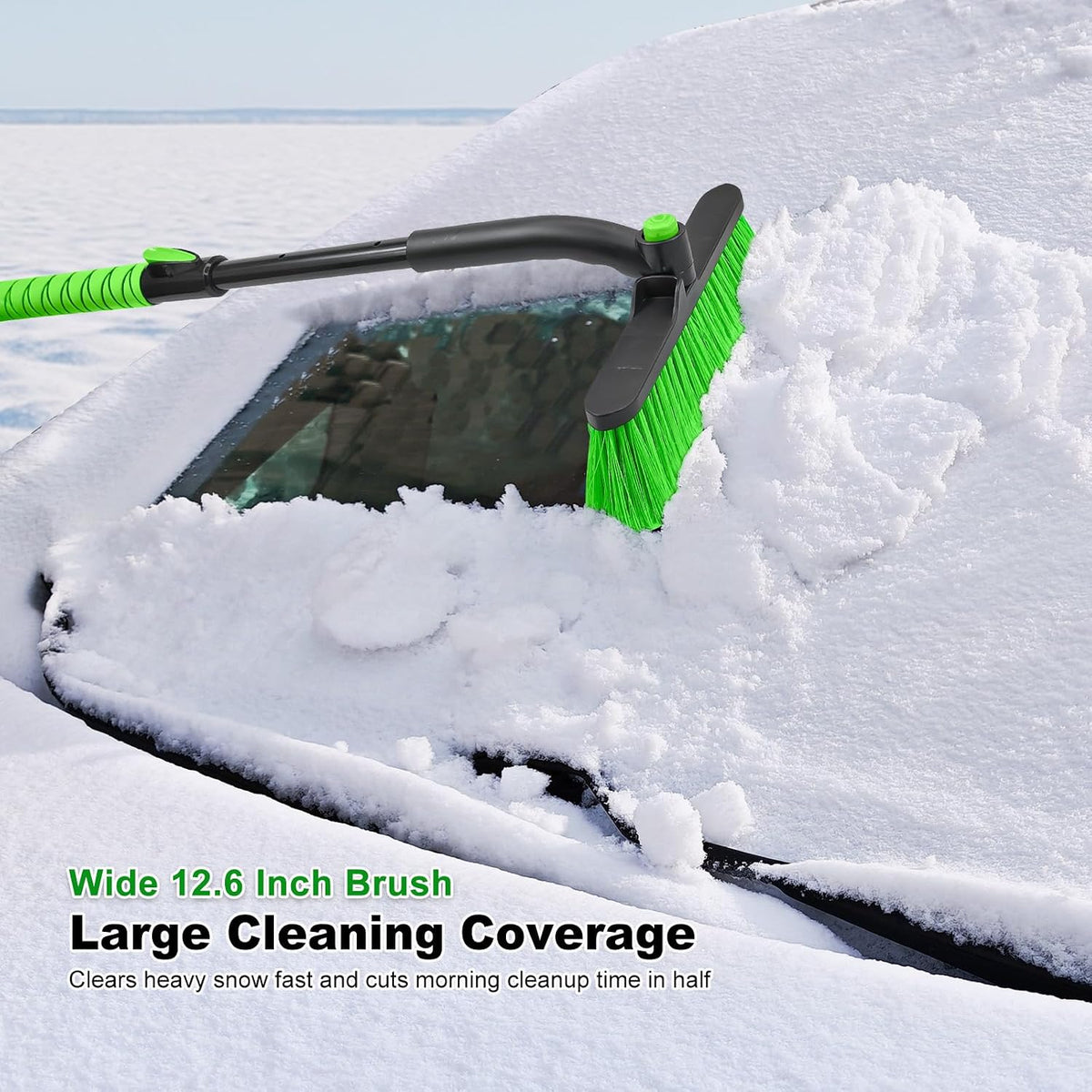 SEAAES Car Ice Scraper and Brush, Extendable Snow Brush for Windshield