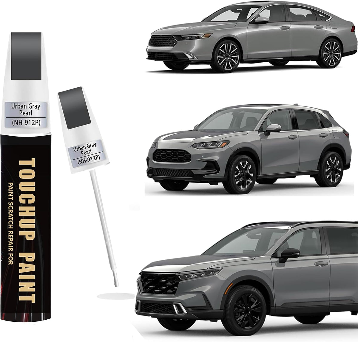 Meteorite Grey Metallic(NH-904M) Car Paint Touch Up Pen for Honda, 2-In-1 Color Accurate Touch Up Car Scratch Repair Paint Exact Match Honda Series Automotive Scratch Remover for Nicks & Chips Repair