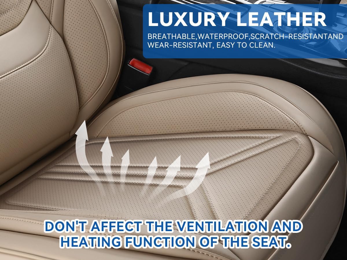Car Seat Covers Front Seat Beige, Leather seat covers, Universal Fit, 2Pcs