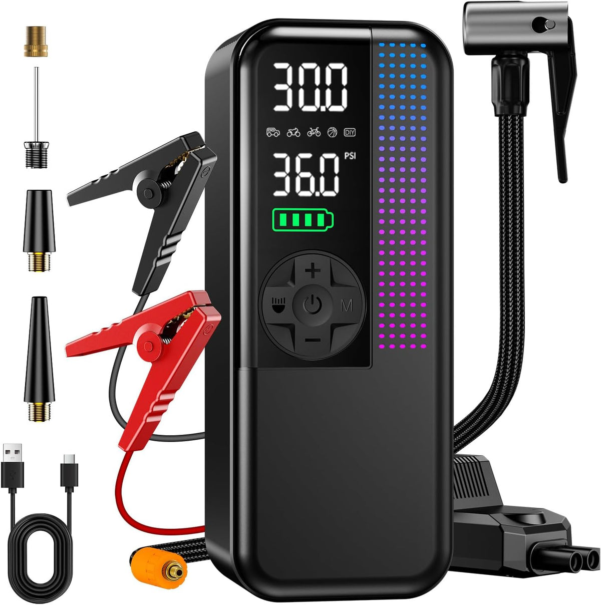 WEOLULI Jump Starter with Air Compressor，2000A Portable Car Battery Booster