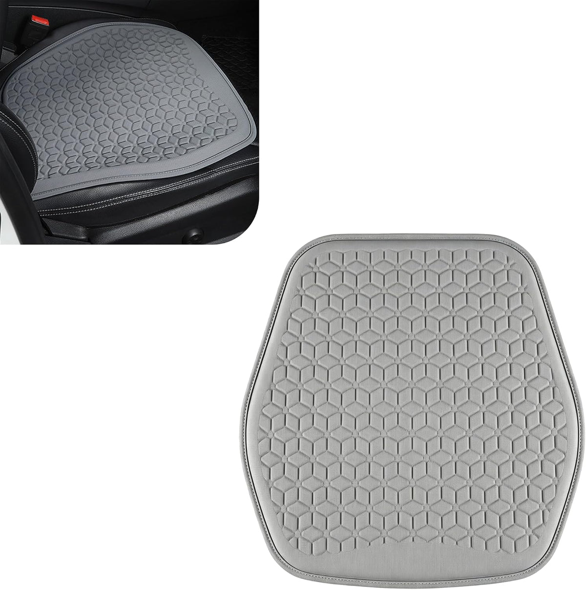 Thin Gel Car Seat Cushion, Non-Slip & Comfortable Automotive Front Seats Cushion Pad for Driver, Breathable Vehicle Interior Mat Cover Accessories (Black)