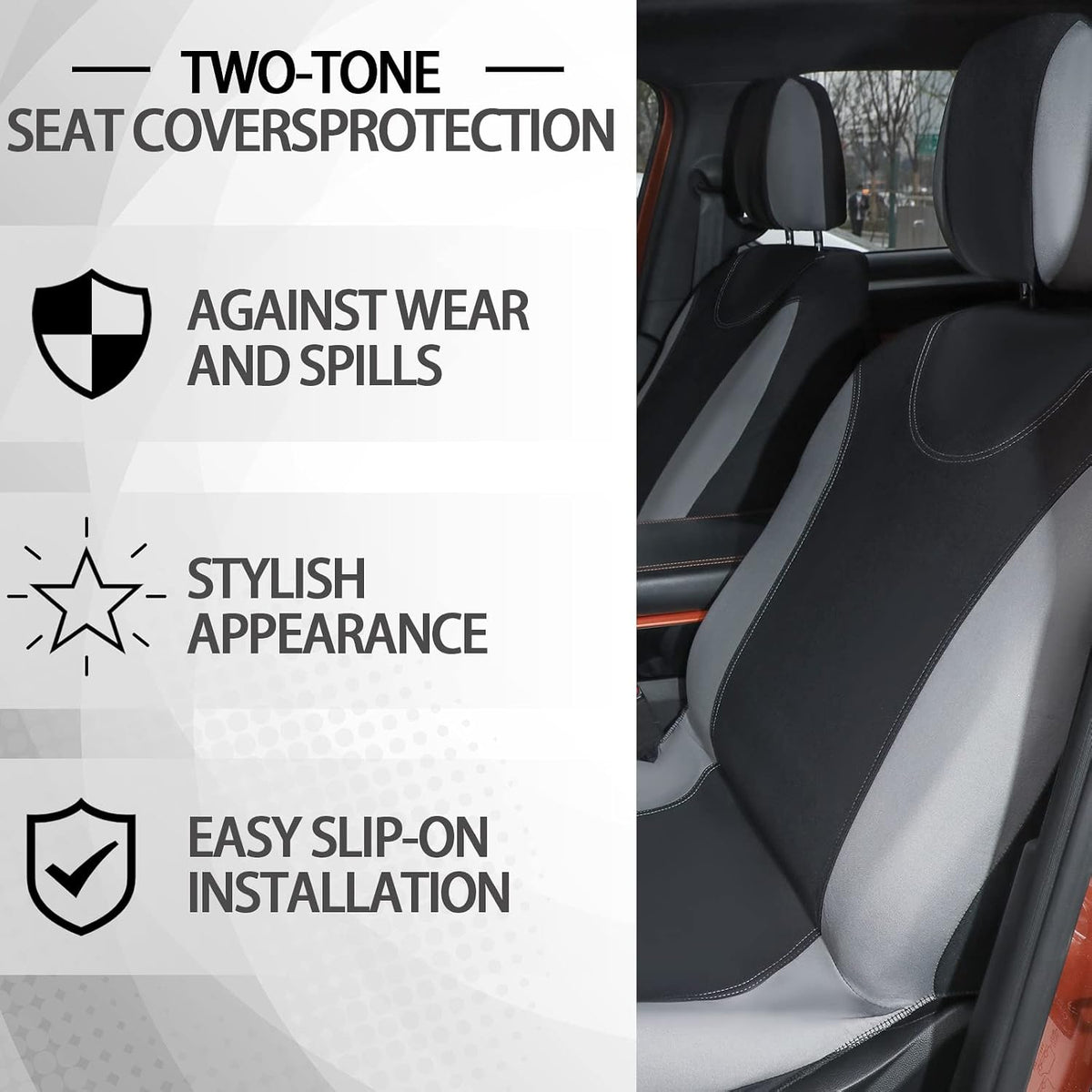 Woanger 47 Car Seat Cover Full Set Car Accessories for Women, Gray