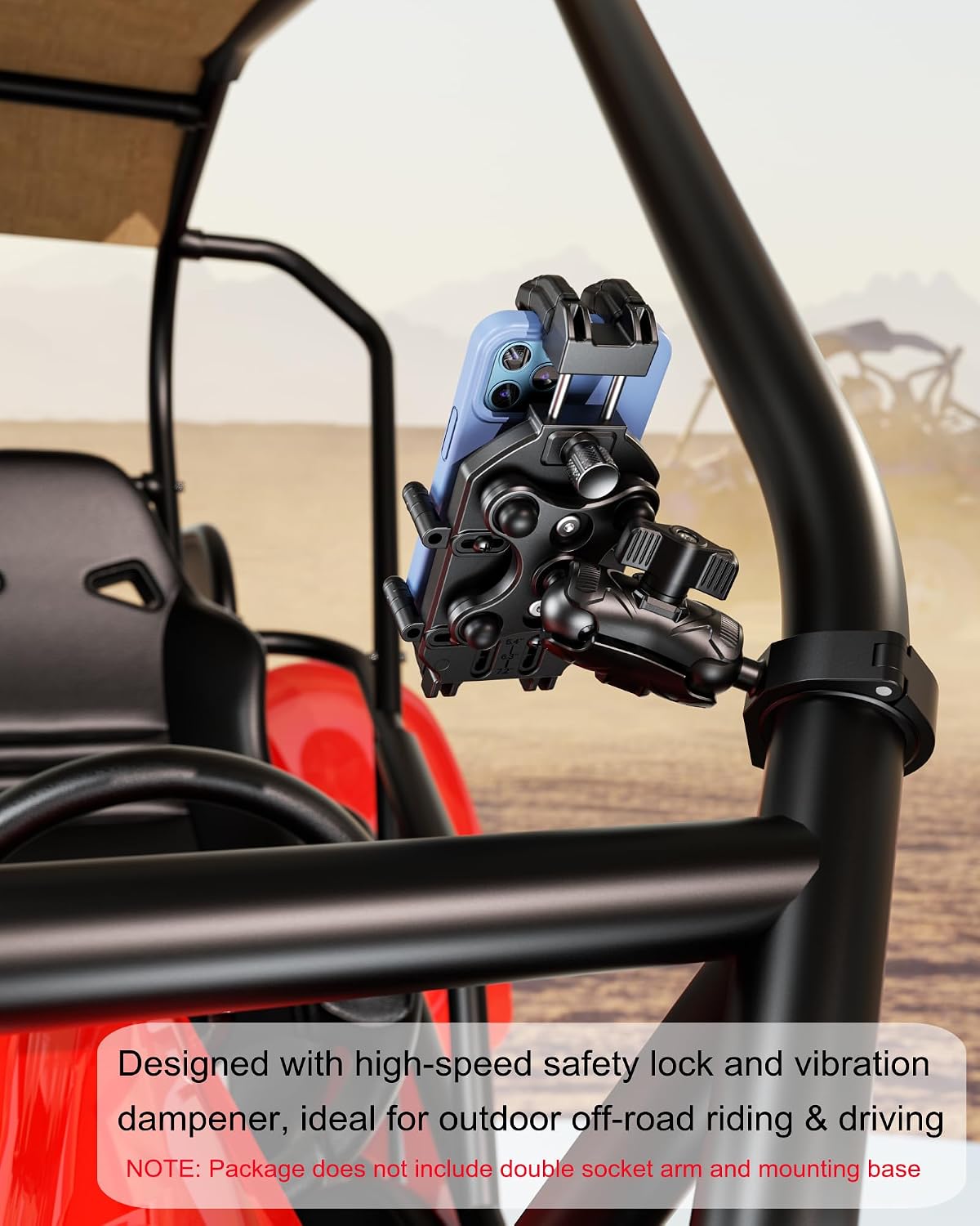 BRCOVAN 1'' Ball Phone Mount Holder with Vibration Dampener & Secure Lock