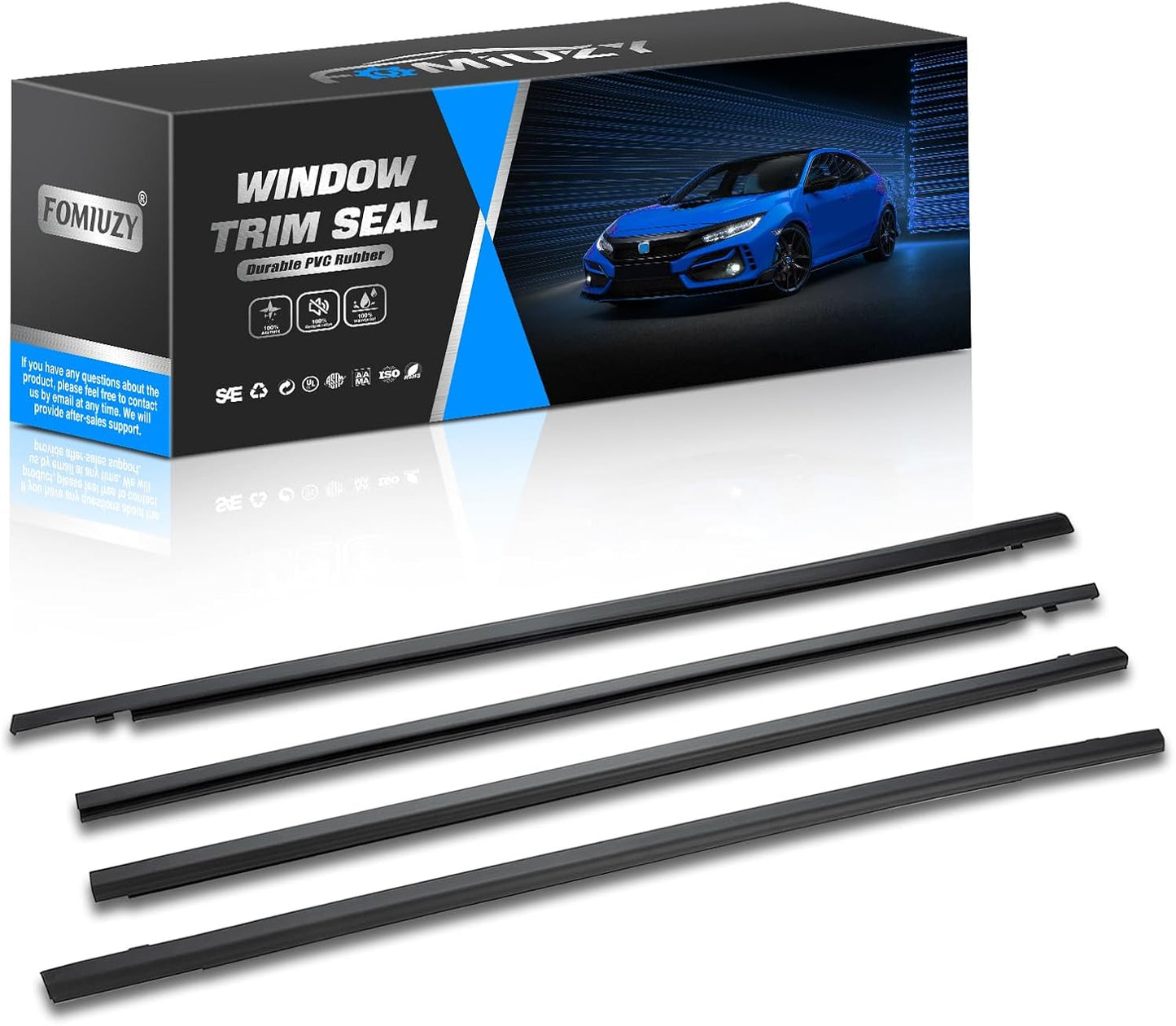 Door Window Trim Seal Weather Stripping Moulding Belt Sweep Felt Fit Honda Civic 2016 2017 2018 2019 2020 2021 4 Door Sedan Replaces 72450-TEA-T01 72410-TEA-T01 72950-TEA-T01 72910-TEA-T01