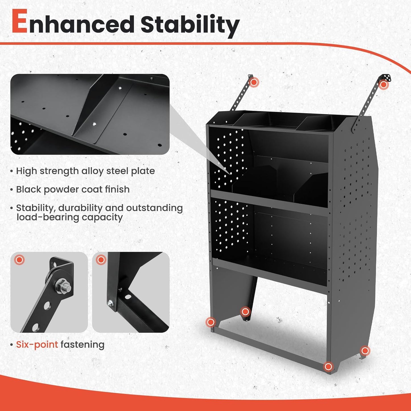 Steel Cargo Van Shelving Storage System Fit for Nissan NV200, Ford Transit Connect 2014+, Chevy City Express, Ram Promaster City 42" W x 43" H x 13" D