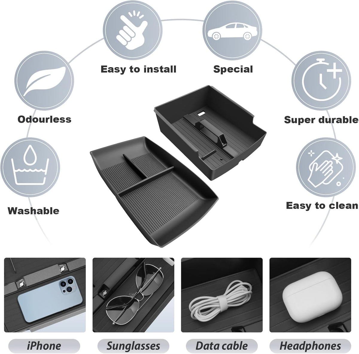 SKTU 2-Pack for 2024 2025 2026 2027 Chevy Traverse Center Console Organizer