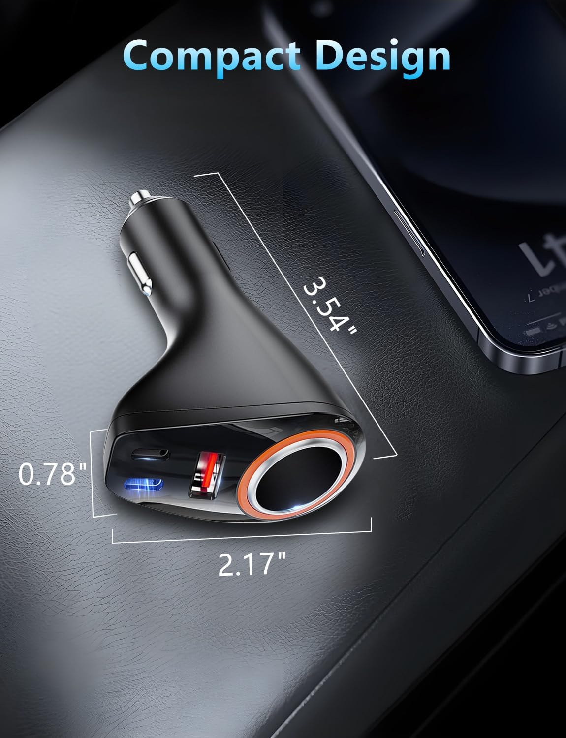 4 in 1 USB C Car Charger, 170W Multi USB Cigarette Lighter Adapter