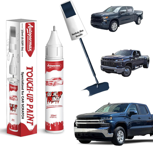 GA0/WA619D Northsky Blue Metallic Car Touch Up Paint for Chevrolet, Color Accurate Two-In-One Car Paint Scratch Repair Pen, Professional Scratch Remover for Vehicles Chips and Nicks Scuff