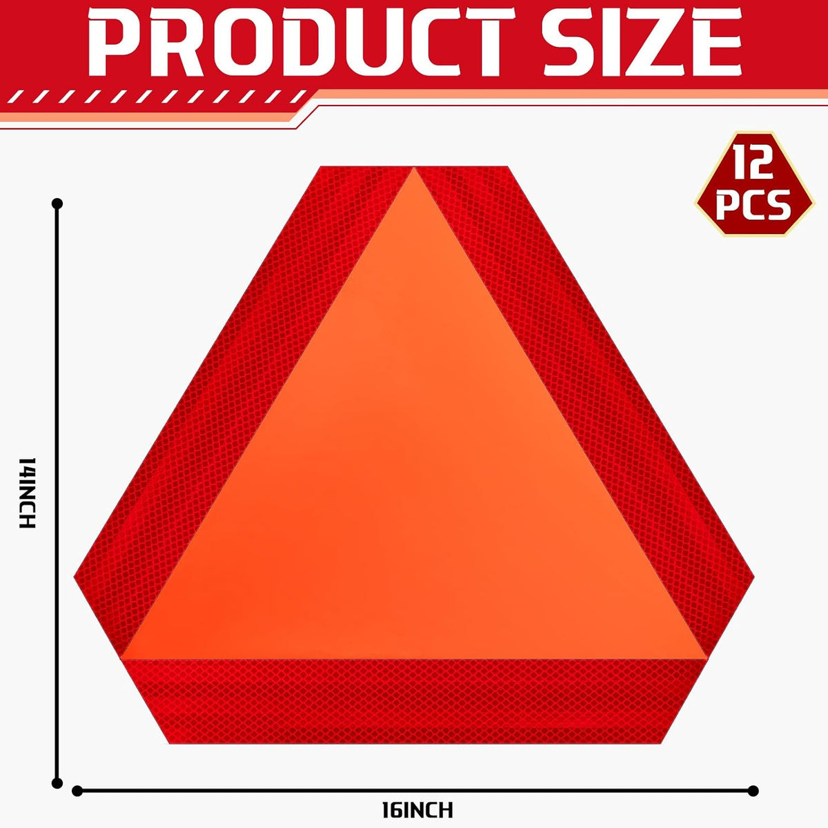 Resurhang 12 Pack Slow Moving Vehicle Triangle Sign 14 x 16 Inch