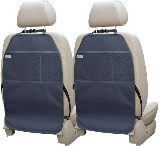 Viaviat Car Seat Protector Large Kick Mat 2 Pack Durable Water Resistant Auto Seat Back Covers with 2 Mesh Pockets Protection Against Dust Mud Scratches (Dark Gray, 2-Pack)