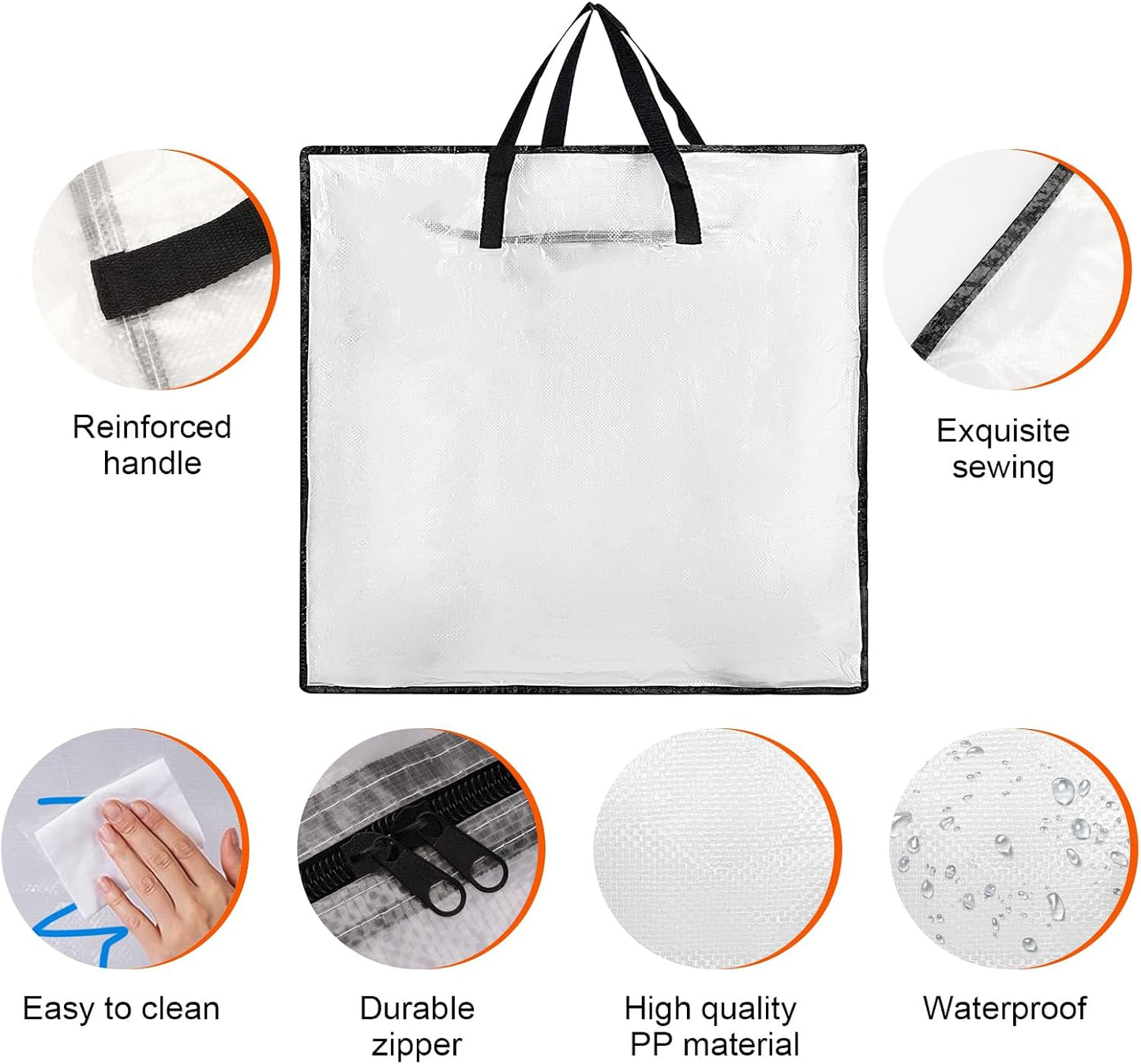 3-Pack 25-Inch Wreath Organizers for Christmas and Holiday Storage | Three clear storage bags hold wreaths and seasonal decor with reinforced handles, sturdy zippers and foldable design.