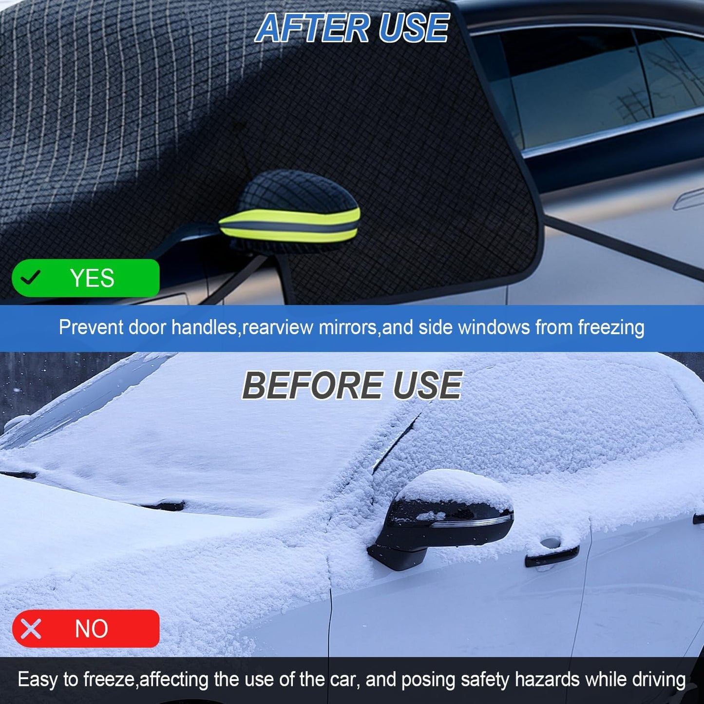 Universal Winter Magnetic Car Windshield Cover for Ice and Snow Prevention - Automotive Protector Featuring Side Window & Rearview Mirror Shields, Suitable for Most Sedans and SUVs