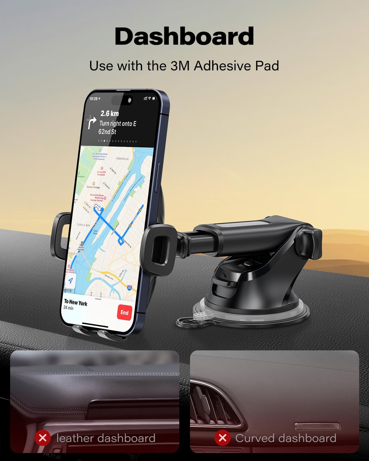 APPS2Car Car Phone Holder Military-Grade Suction Cup Dashboard Windshield