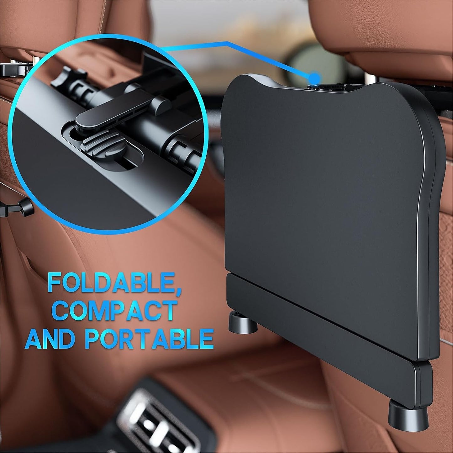 Car Seat Tray, Car Back Seat Tray Table for Kids, Foldable Travel Tray for Rear Passenger Seat, Car Food Trays for Eating, Car Desk for Laptop Working on the Road with Non-Slip Mat