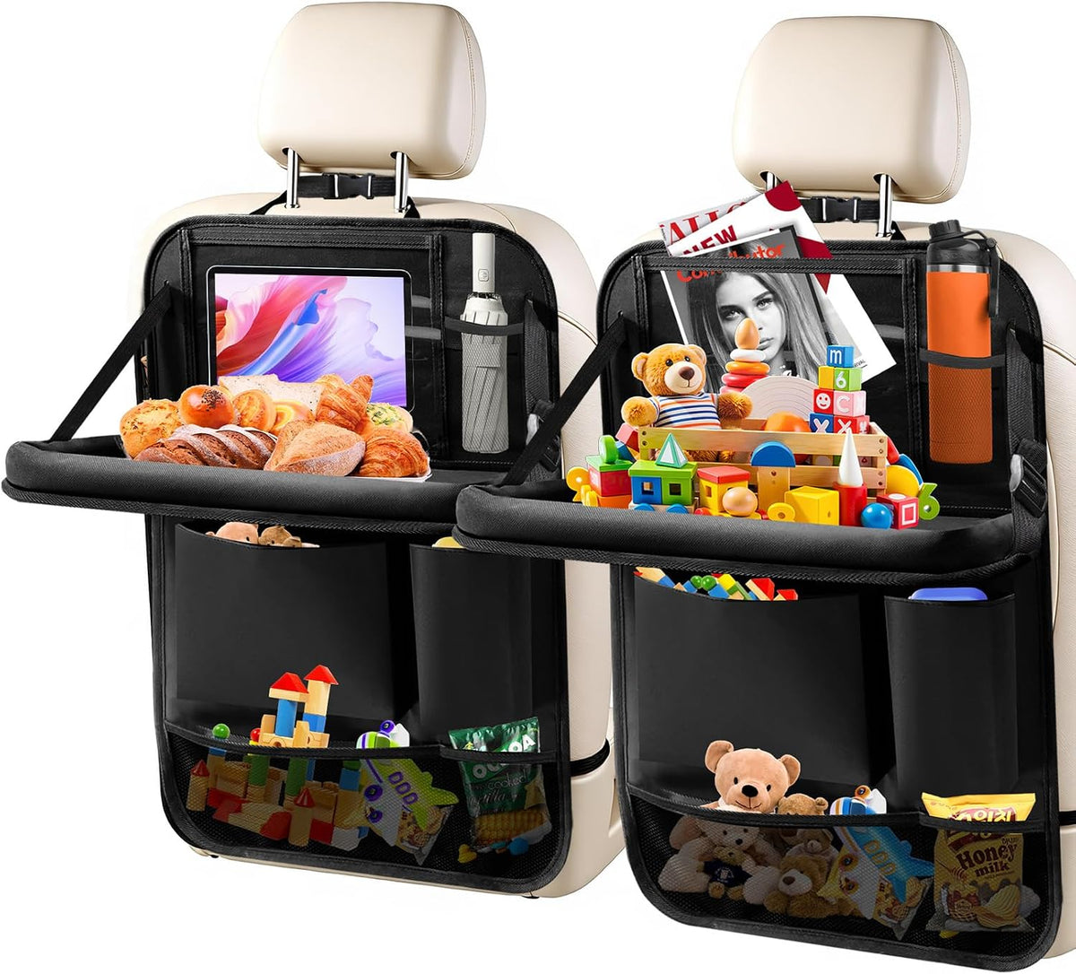 2Pack Car Backseat Organizer with Table Tray Car Organizer Back Seat