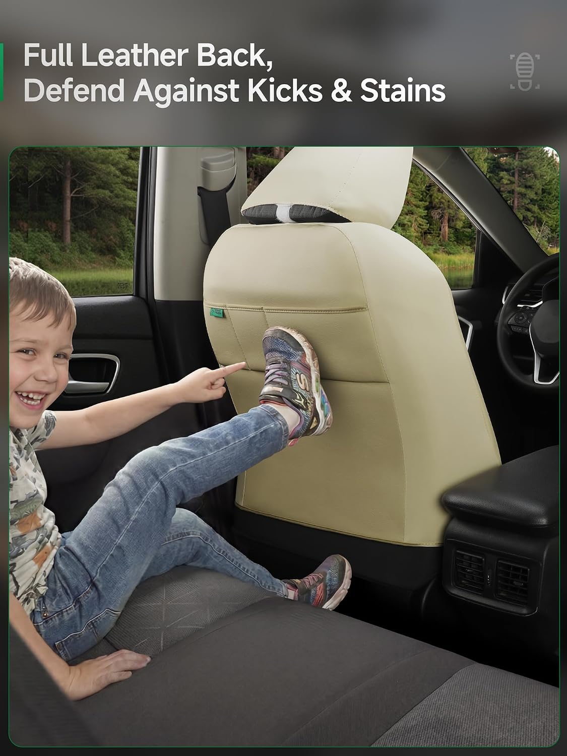 GIANT PANDA 2PCS Front Seat Covers for Subaru Outback Forester Crosstrek Legacy Impreza, Faux Leather Bucket Seat Cover Fit Subaru Seat Protectors-Solid Beige