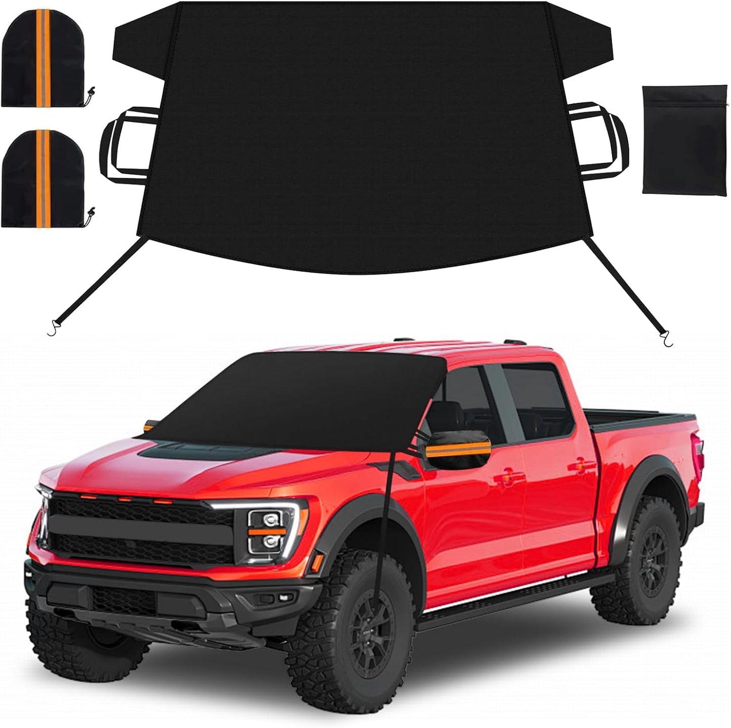 Car Windshield Cover for ice and Snow Double Fixing Easy Removal Windshield Snow Cover Protector with Side Mirror Cover Windproof Sunshade Cover for Cars, SUVs, Trucks, Vans (75"x47")