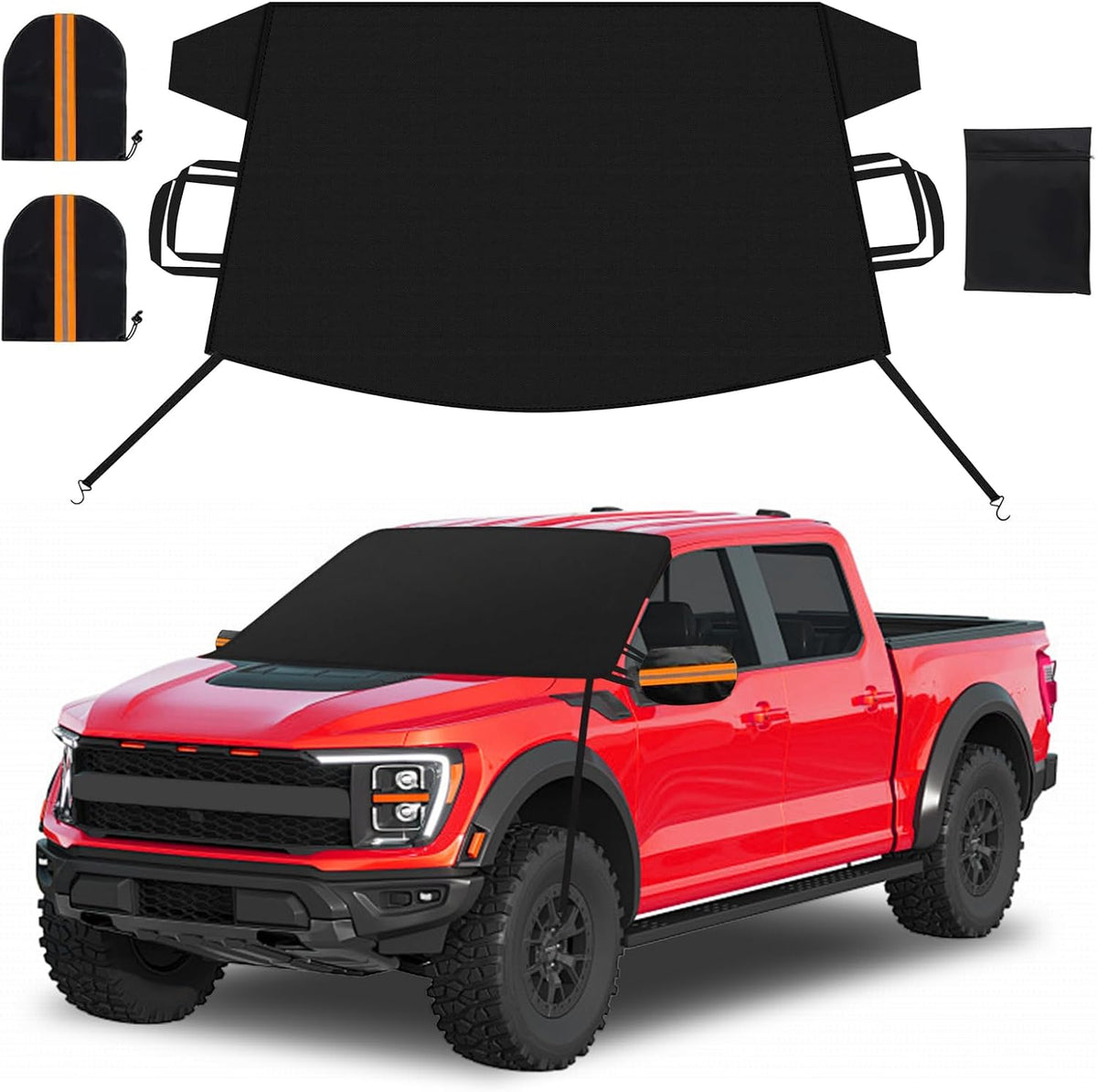 Car Windshield Cover for Ice and Snow Heavy Duty 600D Waterproof Oxford Fabric Windshield Snow Cover Fit for Most Cars Trucks Suvs Essential Car Winter Accessories X-Large Size (82.8 x 47 Inch)