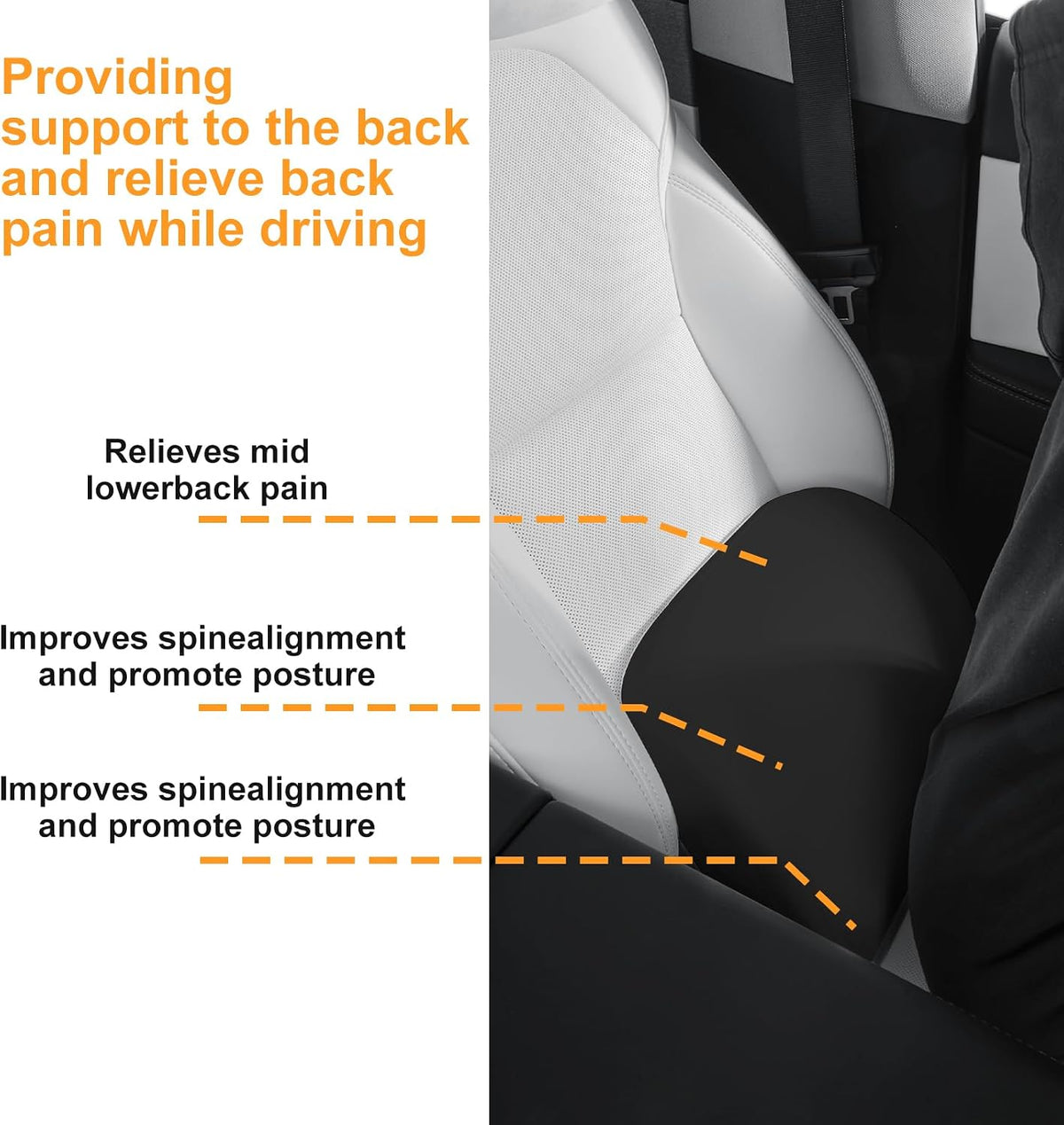 Memory Foam Lumbar Support Pillow for Tesla Black 1pc