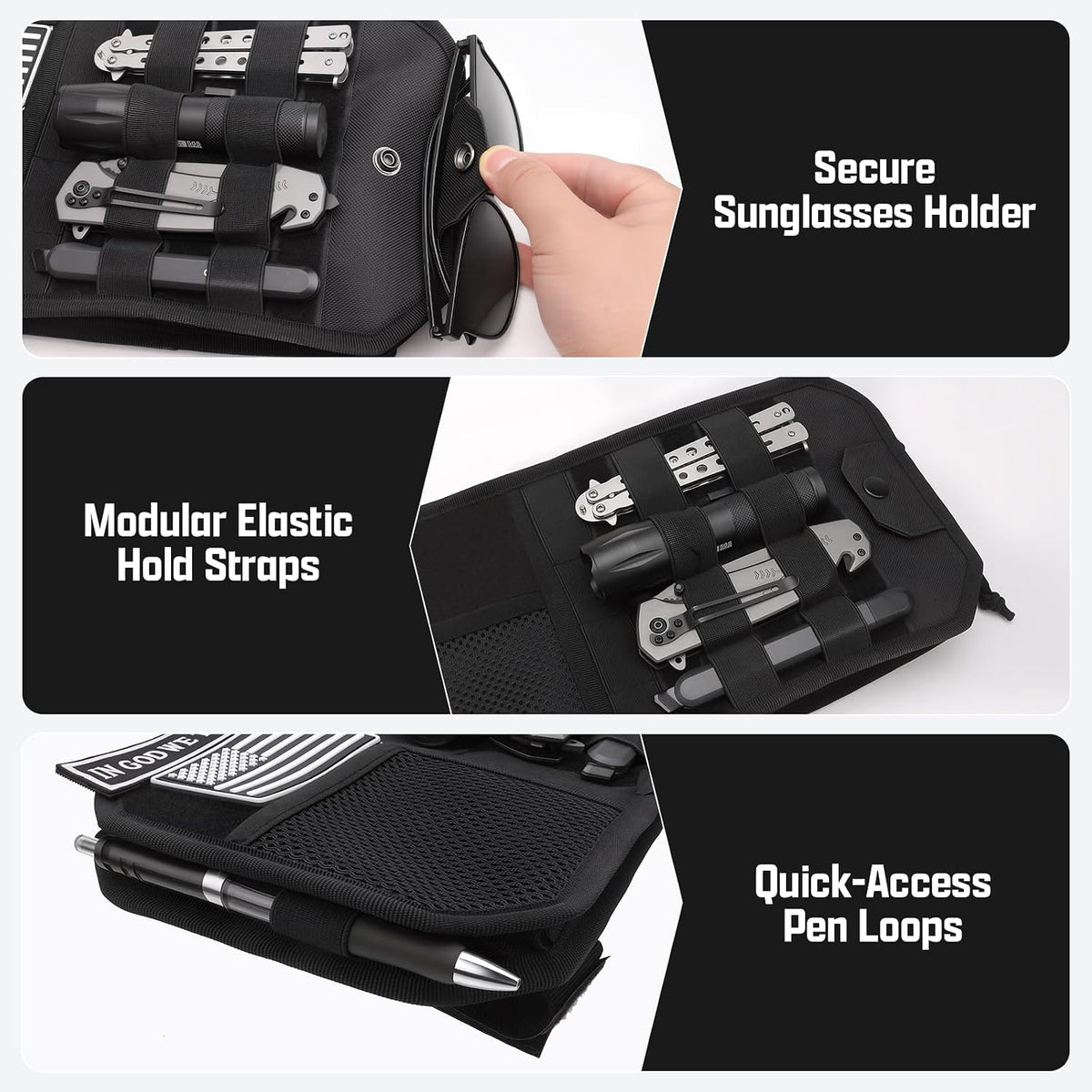 Car Sun Visor Organizer with Sunglasses Holder, 1000D Polyester