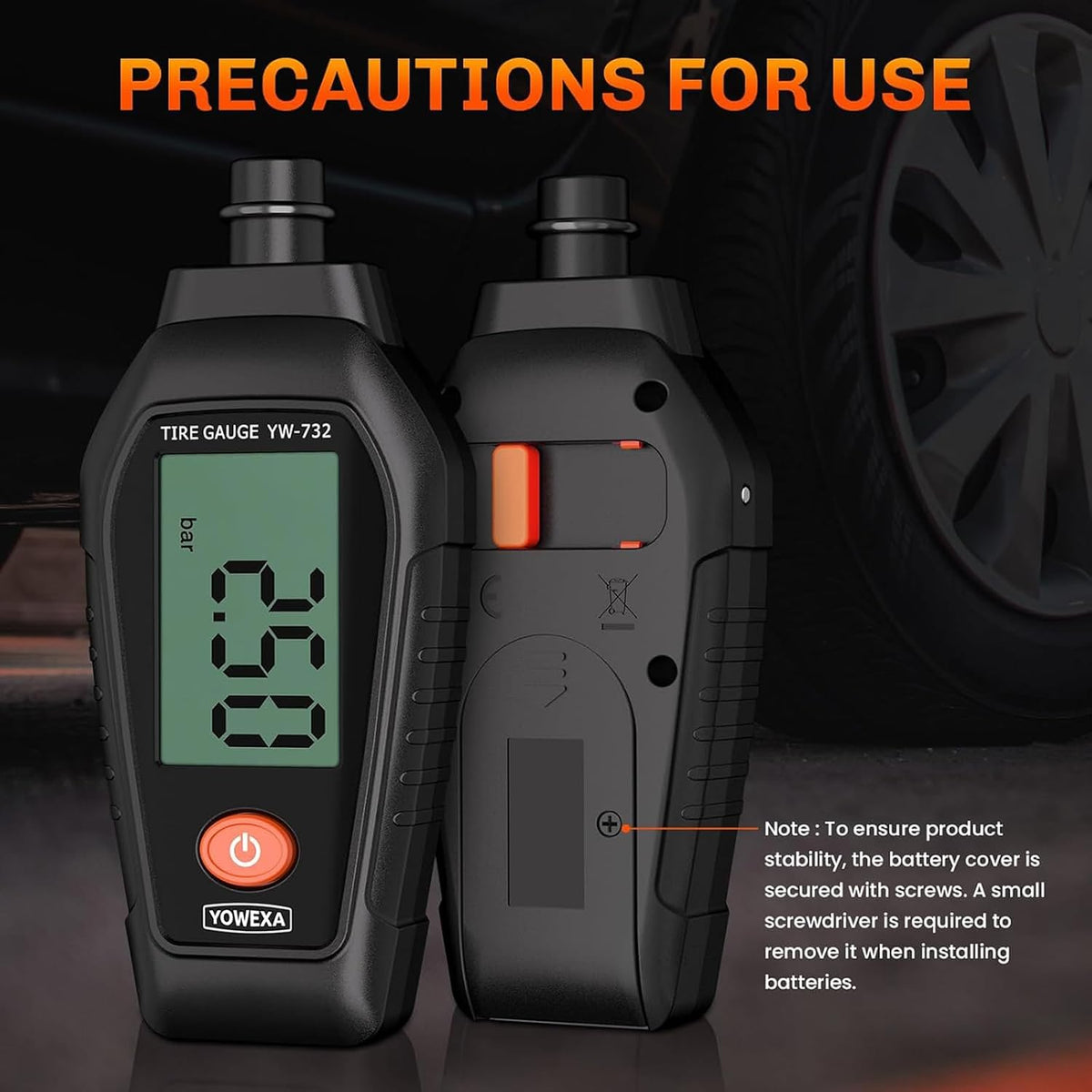 Digital Tire Pressure Gauge with LCD Display Tire Treads Depth & Pressure Meter Easy to Use for Car Motorcycle & Bike