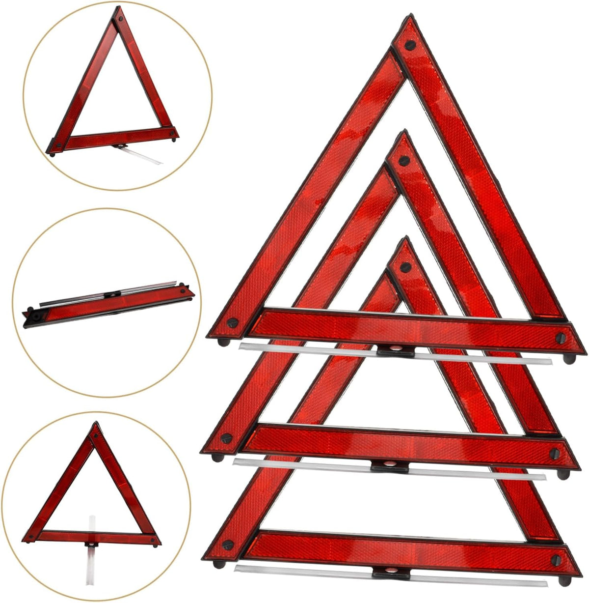 3pcs Reflective Safety Triangles ABS Emergency Road Parking