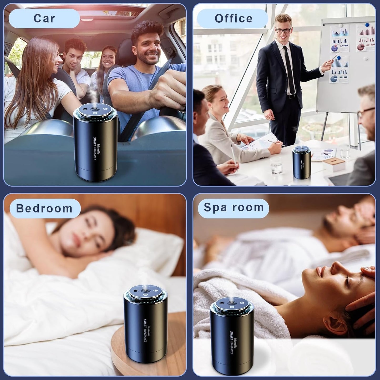 2025 Upgrade Smart Car Air Freshener, Rechargeable Car Air Freshener Diffuser with Starlight Projector & Atmosphere Light, Adjustable Car Freshener with Ultrasonic Tech & Auto On/Off, 50ml Perfume