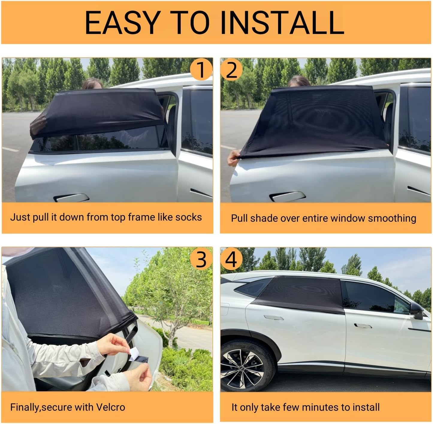 2Packs Universal Car Window Screen for Rear Window 25"(H) X43(W), Elastic Mesh Sun Shade Car Camping Window Cover, Fit for Most Cars Large SUVs, Truck, Pickup