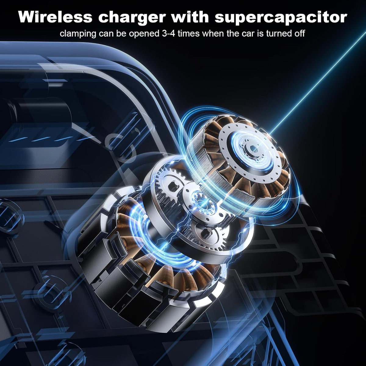 Wireless Car Charger Car Cup Phone Holder 15W Fast Charging Auto Clamping