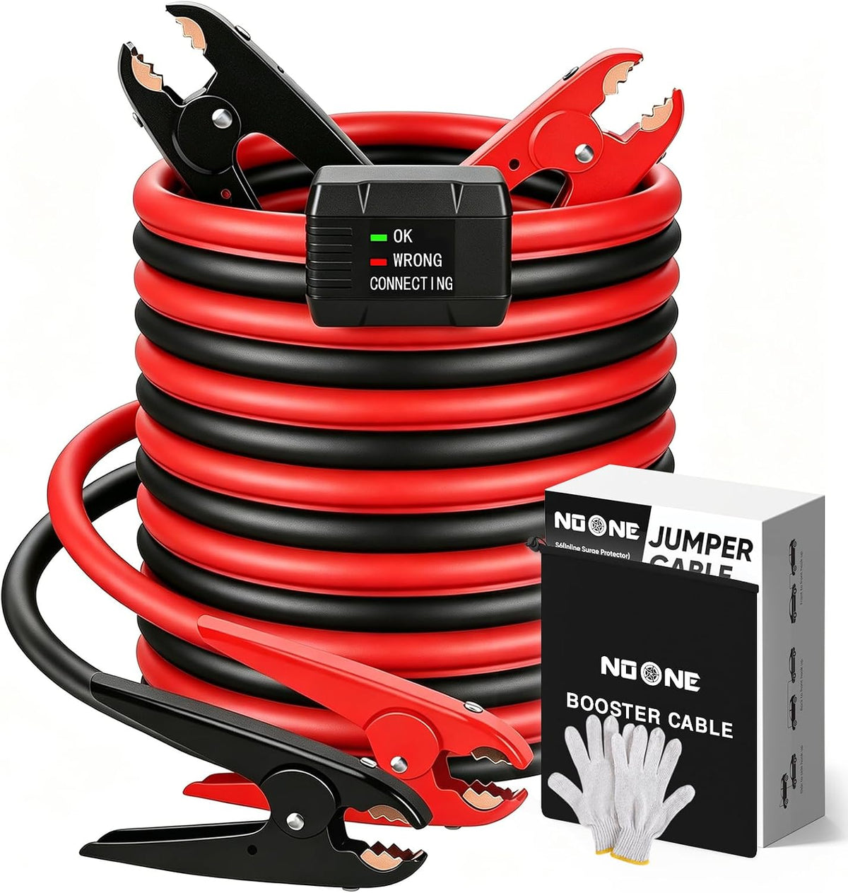 2 Gauge 20 Feet Heavy Duty Jumper Cables with Reverse Polarity Protection
