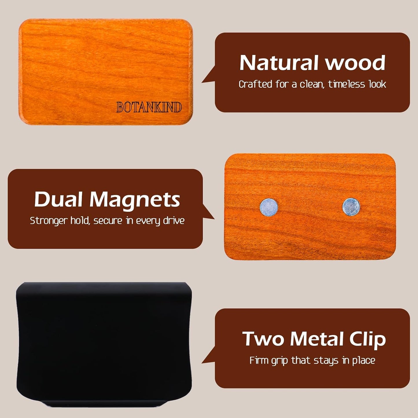 Car Air Freshener- Original Wood Air Freshener-Car Odor Eliminator for Visor Clip-Long Lasting Scent - 4 pack Included 2 Clips