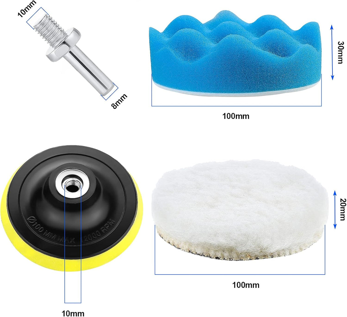 4 Inch Buffing Polishing Pads, 10 Pcs Drill Polishing Kit