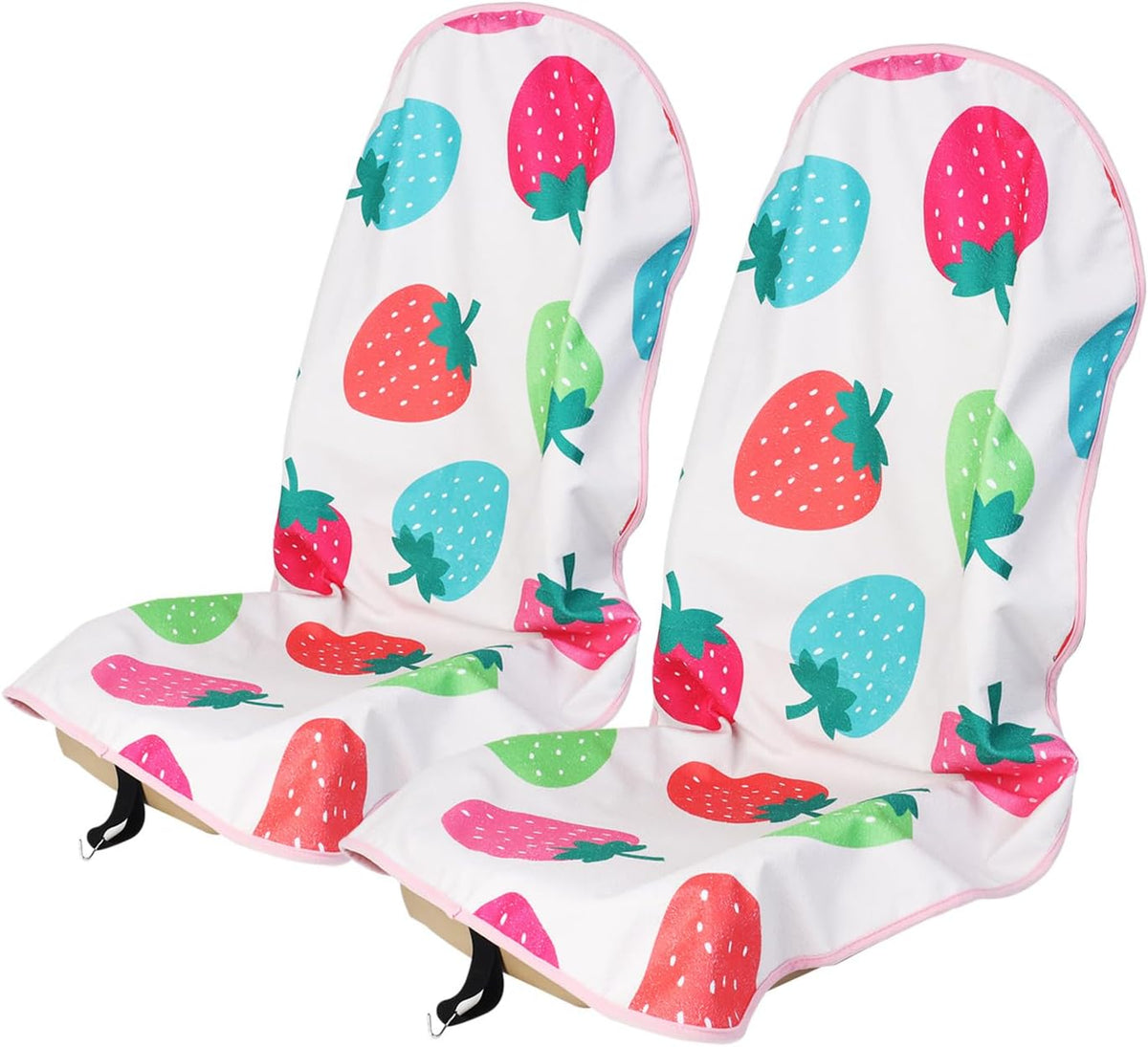Sweat Towel Car Seat Cover Protector Front Seats for Gym Workout, Running, Swimming, Beach and Hiking, Waterproof Universal Seat Cover for Car, Trucks, Van & SUV (1, Strawberry, Front)