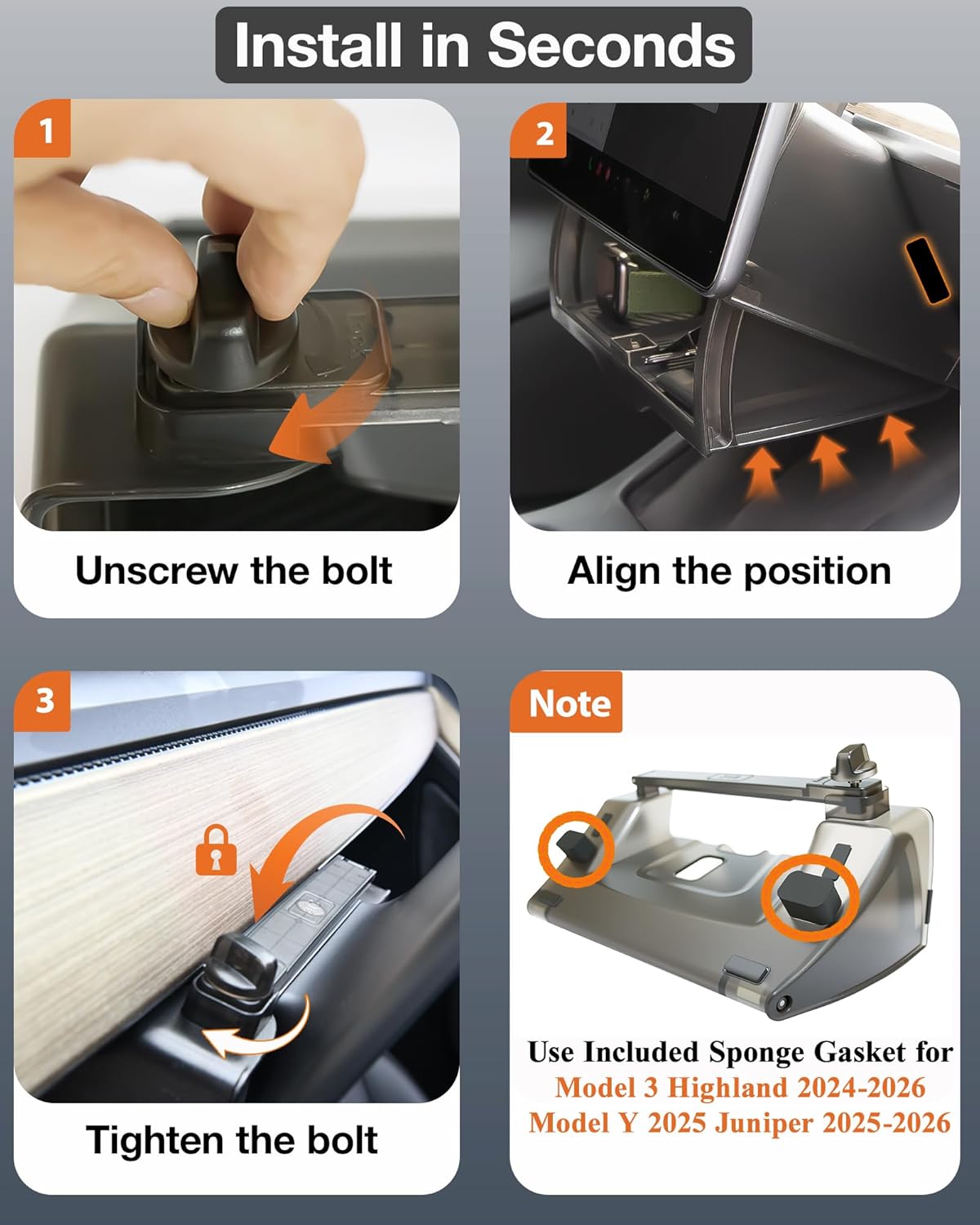 Tesla Hidden Under Screen Storage Box [One-tap Open &amp; Smooth Damping Slides] Center Console Organizer for Model Y Juniper Model 3 Highland 2026~2016 (Fit New Model Y/3 Standard, Premium &amp; Performance