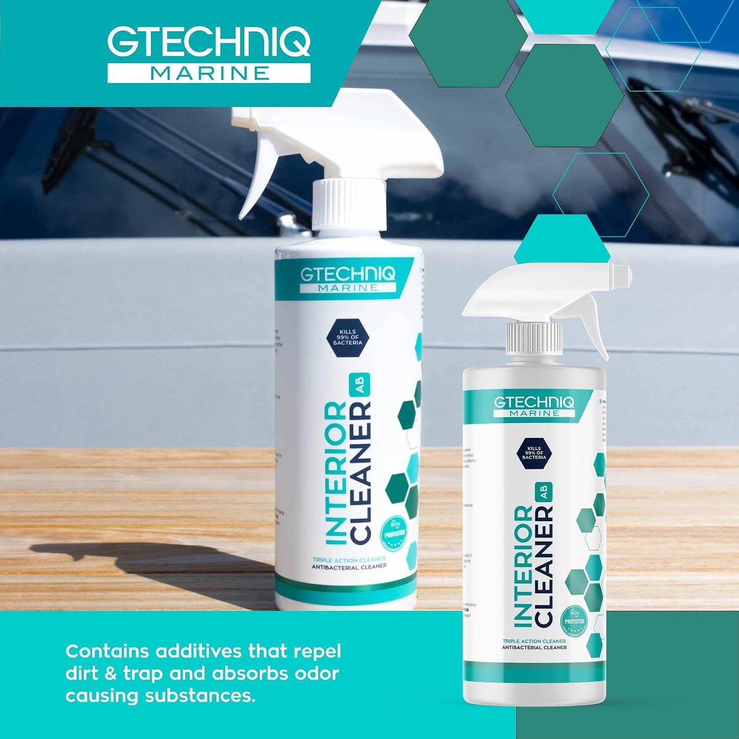 Gtechniq Marine Interior Cleaner for Boats, 17 fl oz | Removes and Repels Dirt and Grease, Traps and Absorbs Odors, Use on Hard or Soft Surface including Leather, Alcantara & More