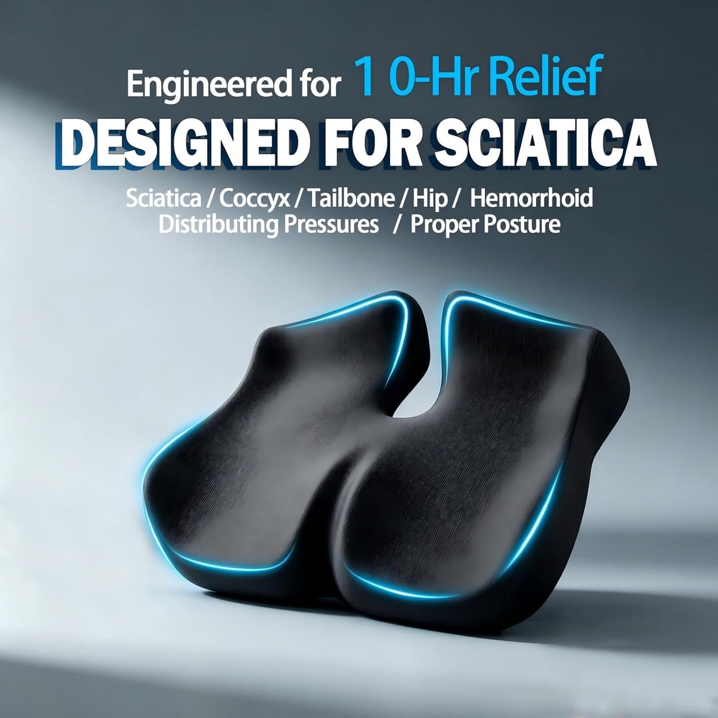 Extra Large Seat Cushion for Sciatica & Tailbone Pain – Pressure Relief Coccyx Cushion for Office Chair, Car Seat, Wheelchair, and Long Sitting – Sciatica Pain Relief Pillow