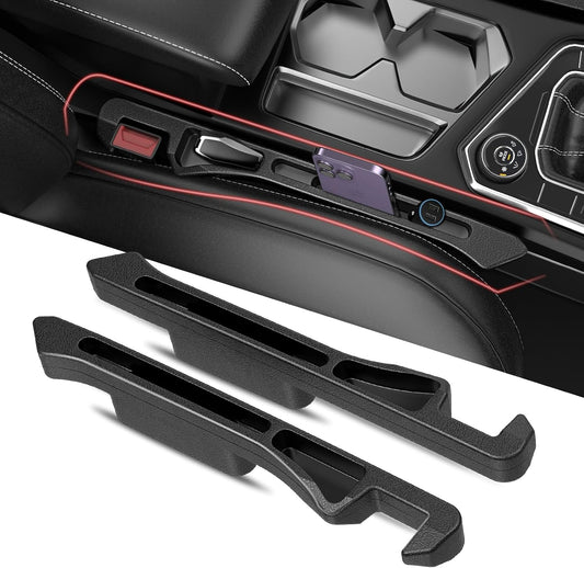Car Seat Gap Filler 2Pack, Inserts Between Seats Console with Organizer Storage Upgraded Phone Holder Car Side Seat Gap Fillers Cars Front Seats Fill Plug Car Essentials for Vehicle SUV Truck (Black)