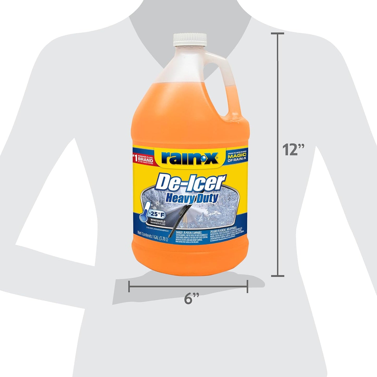 Rain-X -25°F Heavy Duty De-Icer Windshield Washer Fluid - 1 Gallon (Pack of 6)