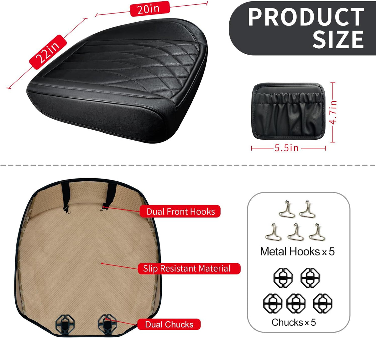 BEITK 2 Pack Black Leather Front Bottom Car Seat Covers