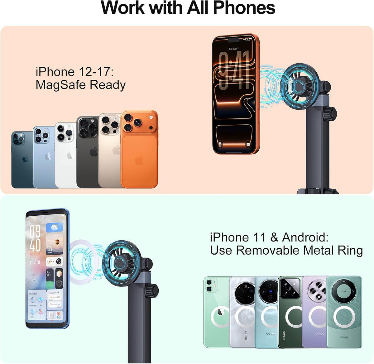 Vitog 2-in-1 Car Mount, Universal 2026 Hands Free Phone Holder for Your Car