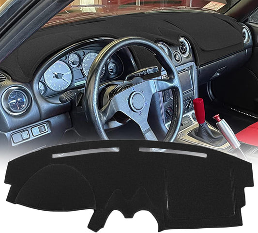 Dash Cover Mat Custom Fit for Mazda Miata Dashboard Pad Cap Carpet Protector K332 (Black)