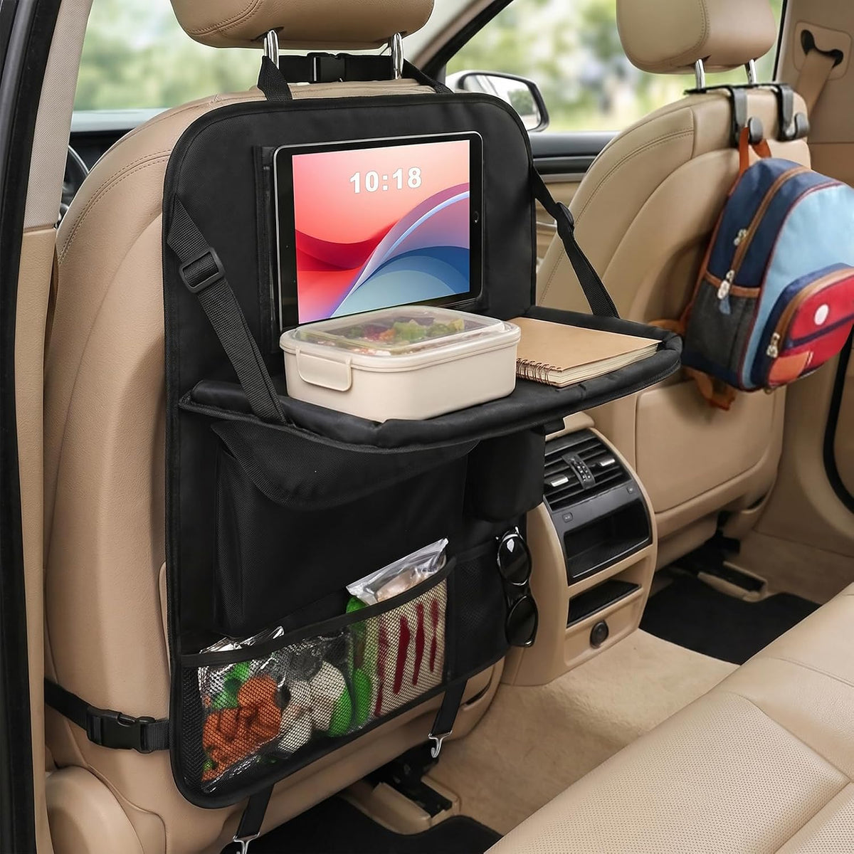 Car Backseat Organizer with Foldable Tray and Tablet Holder