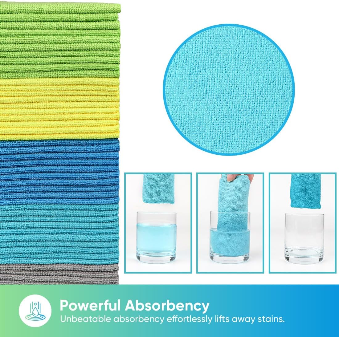 HOMEXCEL Microfiber Cleaning Cloth 100 PK, Towels for Cars, Cleaning Rags