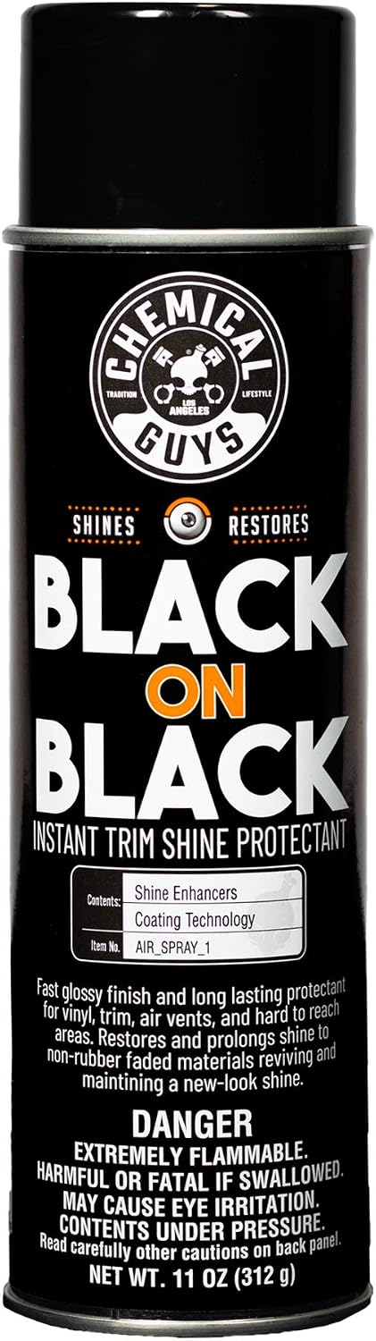 Chemical Guys Black On Black Instant Shine Exterior Dressing Spray, 11 oz | For cars, trucks, and SUVs, sprayable quick dressing, sprayable trim quick dressing, use on grilles, vents, and more