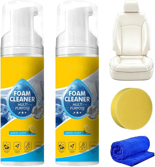 4-in-1 Multi-Enzyme Foam Cleaner, 5oz All-Purpose Deep Cleaning Spray for Car Seat, Effective Damage-free Cars Interior Foam Spray Enzyme Cleaner for Leather Car Seat Restore New Look (2Sets)