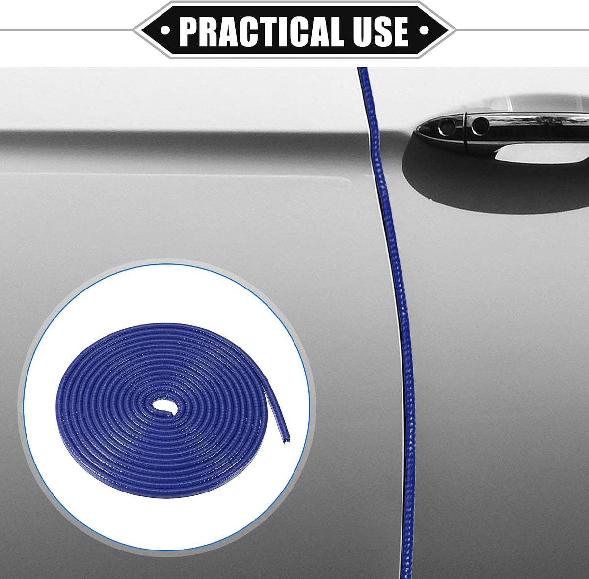16.4ft U Shape Rubber Edge Trim Seal Strip for Car Truck Blue