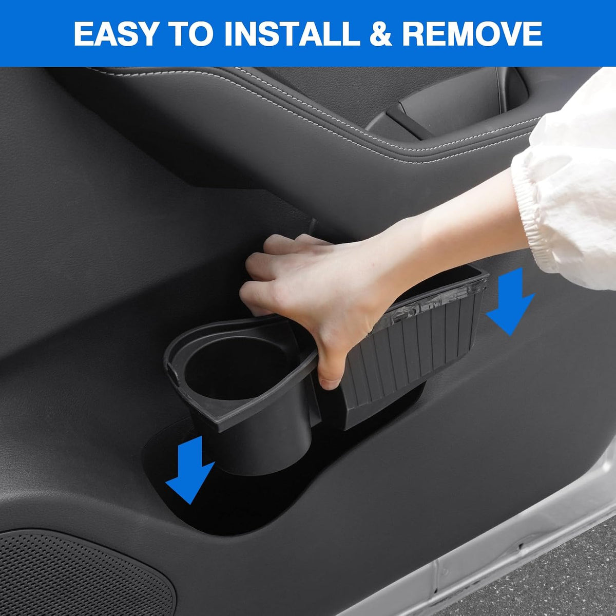 Canvcle Car Door Side Storage Box and Trash Can for 2021-2025 2026 Nissan Rogue Accessories Front Door Insert Tray Organizer Door Slot Storage Protector Garbage Bin with Trash Bags 4PCS