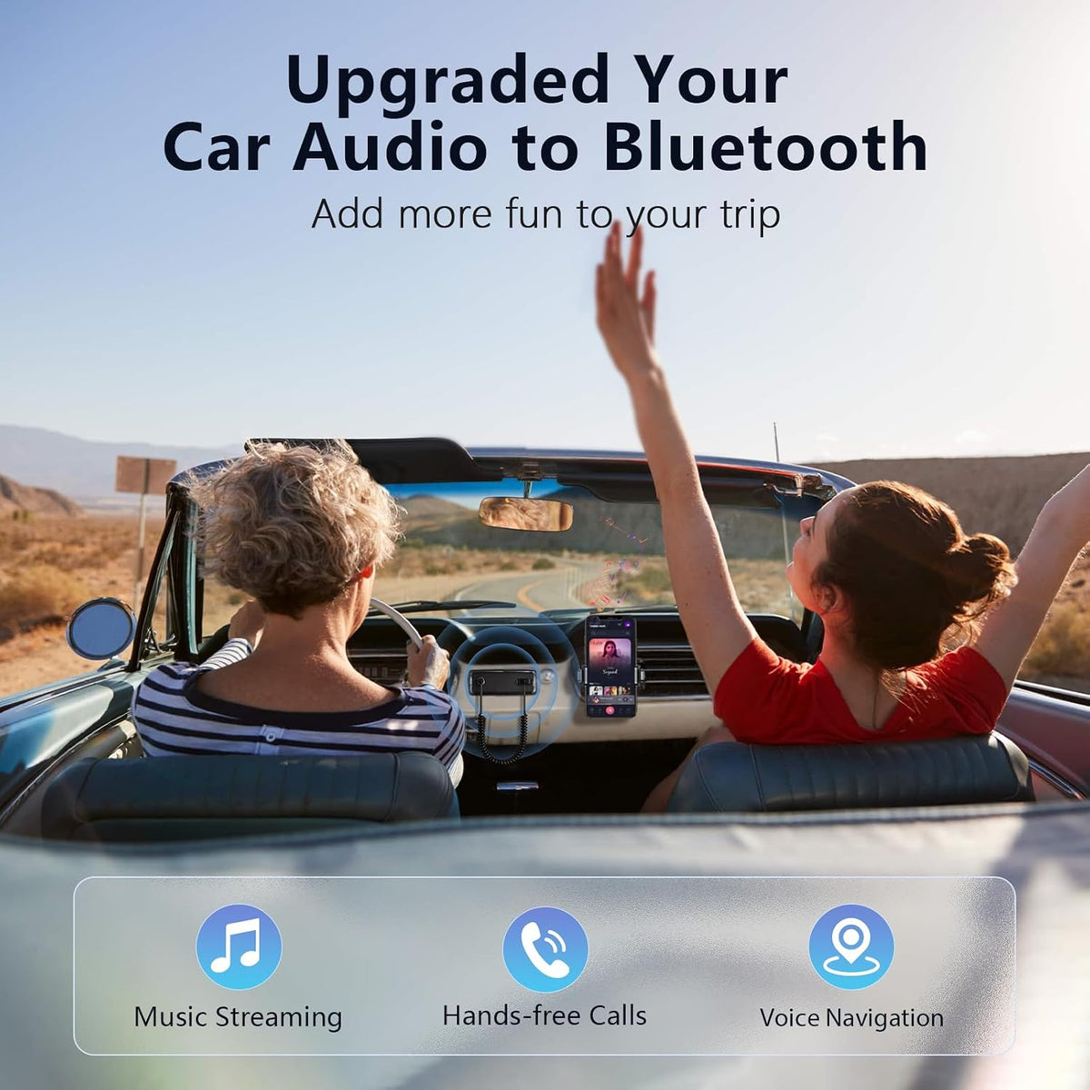 1Mii Aux Bluetooth 6.0 Car Adapter, 3.5mm Bluetooth Audio Receiver Cord
